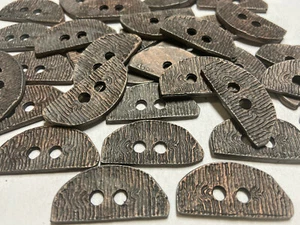 Metal Carved Wood Shape Button Accessory Antique Copper Finish 1-3/8" 2hole - Picture 1 of 3
