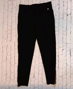 EIC Kate Spade Girl's Black Leggings Pants Bow Gold Ankle Zipper Size 12  - Picture 1 of 9