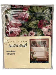 New VTG GALLERIA Damask Rose Floral 1 Balloon Valance Cottagecore Style USA Made - Picture 1 of 6