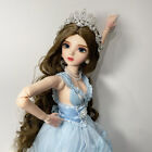 1/3 Ball Jointed BJD Doll + Changeable Blue Eyes Long Wavy Hair Blue Dress Gift