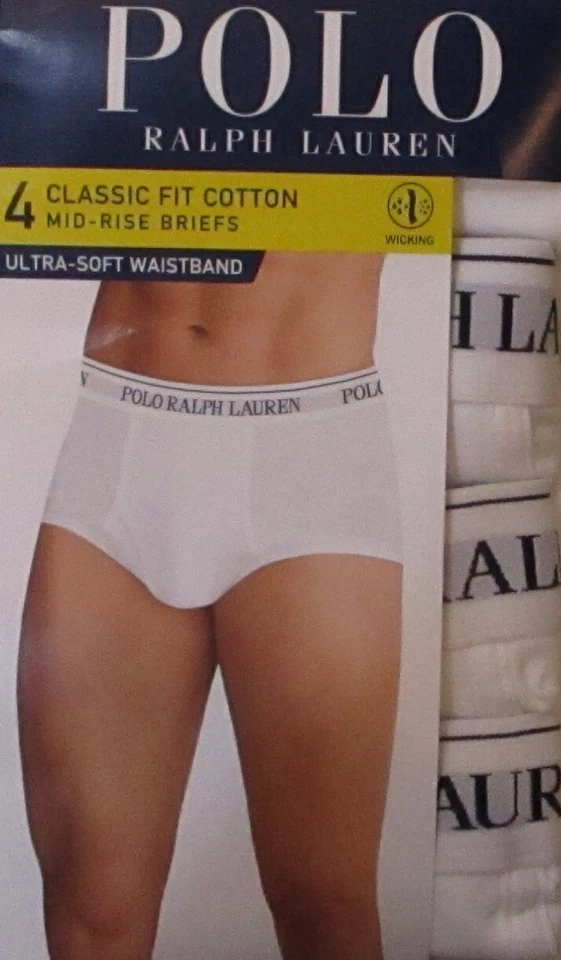 Polo Ralph Lauren 4 Classic Fit Cotton Mid Rise Briefs White Size XL Extra Large