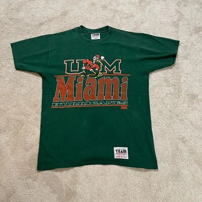 Vintage Miami Hurricanes USA Made Shirt Mens Large College Football Mascot - Image 1 of 4