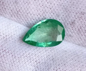 Natürlicher schöner sambischer Smaragdbirnenschnitt 2,98 Karat Erdmine Edelstein - Bild 1 von 7