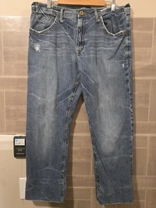 Artful Dodger Distressed w/Stitched Design Sz 38 Floral Bruiser Wide Jeans Y2K - Picture 1 of 19