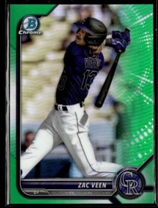2022 Bowman Chrome Green Zac Veen /99 Colorado Rockies #32 - Picture 1 of 2