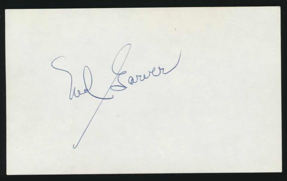 NED GARVER (1948-1961 A's, Browns, Tigers) -Autographed 3x5 Index (d.2017) - Image 1 of 1