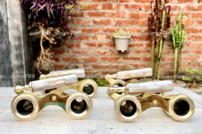 Set of 4 Vintage Opera Glasses Mother of Pearl & Handle Brass Fittings France - Image 1 of 4
