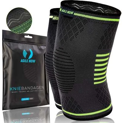 AGILE NOW Kniebandage Green [2er Set ]