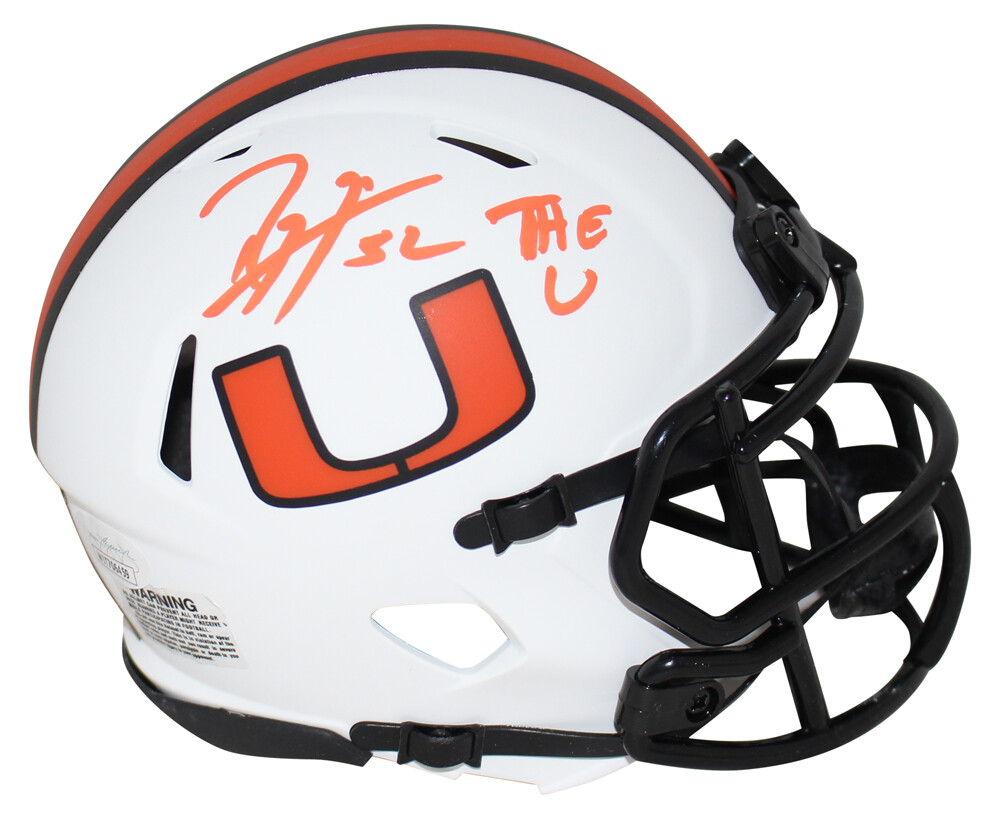 Ray Lewis Autographed Signed Miami Hurricanes Lunar Mini Helmet The U JSA 