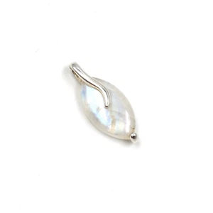 Mondstein 925 Silber Anhänger 3.0cm moderner Sterling Schmuck weißer Labradorit - Picture 1 of 9