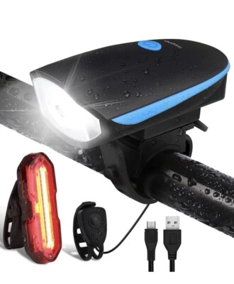 Kit luci per bici Luce anteriore e posteriore per bicicletta ricaricabile USB - Immagine 1 di 4