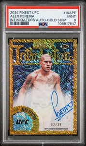 2024 Topps UFC Finest Alex Pereira Gold Shimmer Intimidators Auto /39 SP PSA 9 - Picture 1 of 4