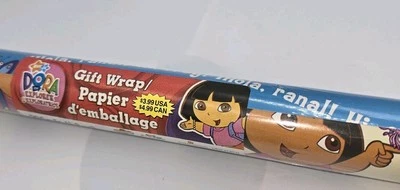 VINTAGE DORA THE EXPLORER WRAPPING PAPER ROLL GIFT WRAP 20 SQ FT SEALED 2006  - Image 1 of 4