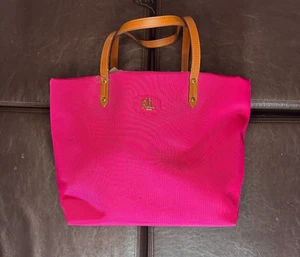 Bolso de Mano Lauren Ralph Lauren Bainbridge - Bolso TTE de Nylon Rosa Brillante 431576421004 Nuevo con Etiquetas - Imagen 1 de 6