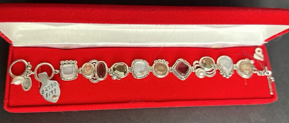 Pulsera "Ejemplar" Silpada Plata de Ley Pirita, Perla, Concha y Cristal B2790 Foto 1 de 4