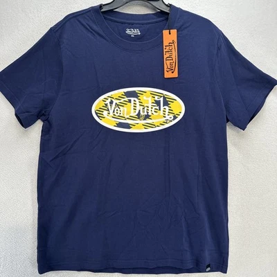 Von Dutch Short Sleeve Blue T-shirt 2XL Yellow And White Graphic Print NWT - Image 1 of 4
