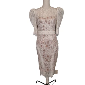 Bronx & Banco Madeleine White Lace Dress Size m Bride Illusion Cut Out Zip - Picture 1 of 22