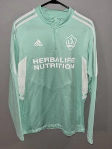 NWOT Adidas LA Galaxy MLS Herbalife 1/4 Zip Pullover Mint Green Mens L - Picture 1 of 9
