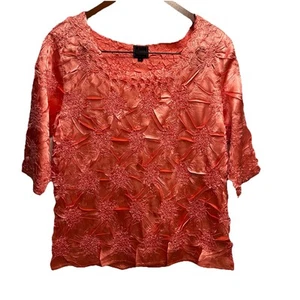 Vintage Color Works Orange Origami Shirt Size XLarge, Retro Charm, Coral Crinkle - Picture 1 of 9