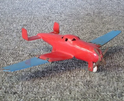 Vintage Antique 1930s Wyandotte Toy Airplane Pressed Steel Foldable Wings 9” - Image 1 of 4