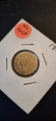 Moneda de oro cabeza india 1914 $2,50 #8 r3 Foto 1 de 2