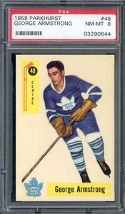 1958-59 Parkhurst #48 George Armstrong PSA 8 Maple Leafs HOF *ML70-571 - Picture 1 of 2