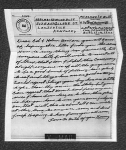 V MAIL PVT KENNETH BUSE 674TH APO 959 WHEELER FIELD HAWAII - KENTUCKY COVER 1942 - Picture 1 of 2