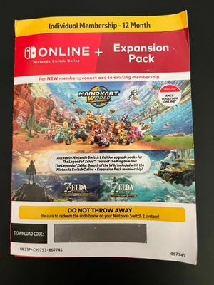 Cartão-chave Nintendo Switch Online + pacote de expansão assinatura individual 12 meses - Imagem 1 de 2