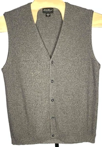 Chaleco Suéter Eddie Bauer Para Hombre Talla XL Botones Gris Acanalado Tejido Cuello en V Elástico - Imagen 1 de 8