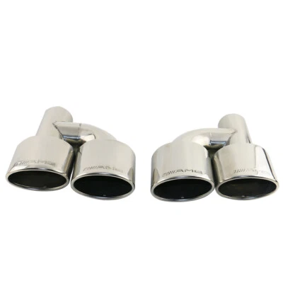Pair L&R Engraved AMG Oval Dual Exhaust Tips For MERCEDES BENZ 2.5in Universal - Image 1 of 4