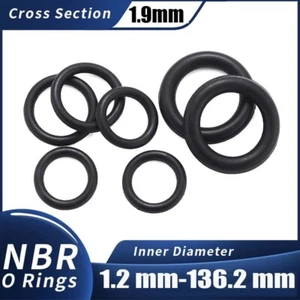 O-Rings NBR Nitrile Rubber 1.2-136mm ID Oil Resistant Seals 1.9mm Cross Section - Picture 1 of 14