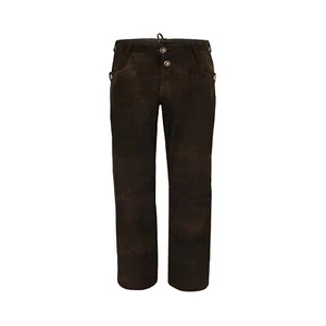 Pantalones de cuero tradicionales para hombre pantalones de cuero largos marrón gamuza bordado Almsach nuevos - Imagen 1 de 5