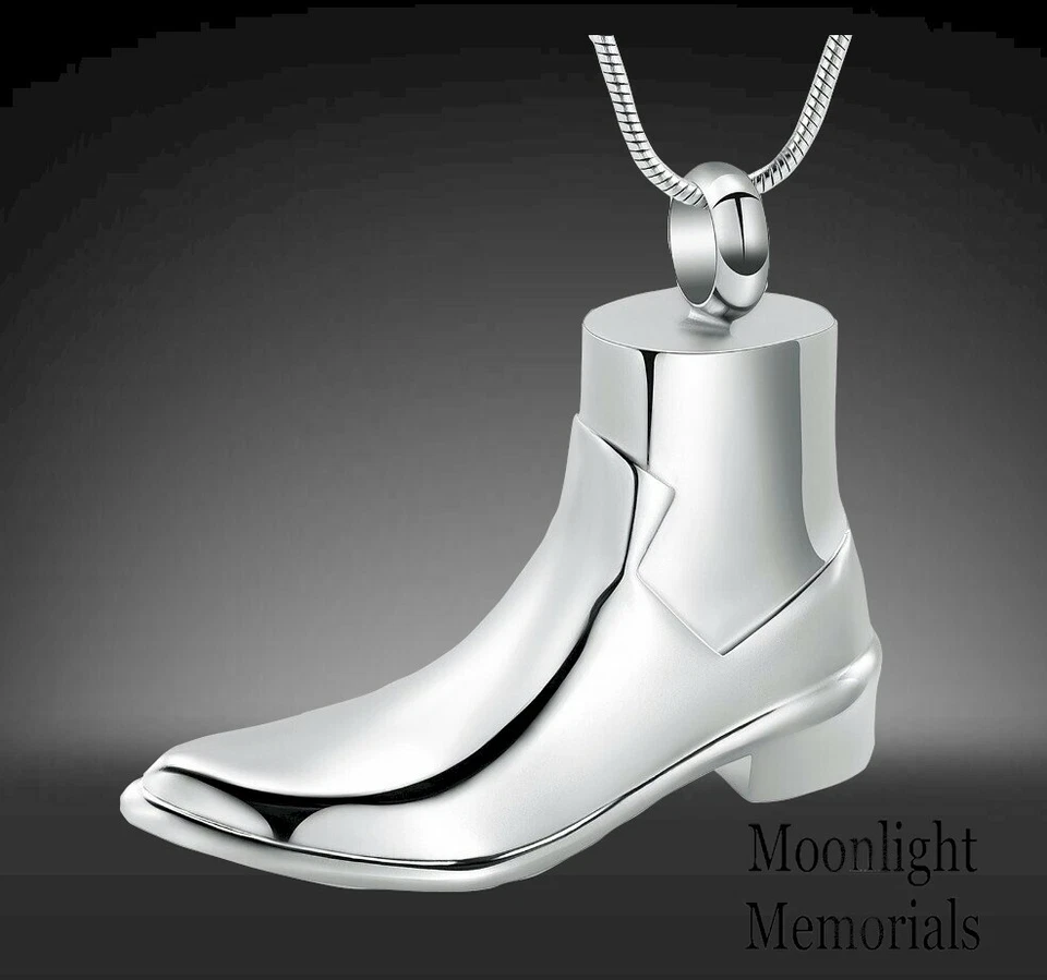 New Shoe Boot Cremation Urn Horn Keepsake Ashes Memorial Necklace - Image 1 of 1