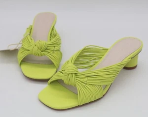 SANCTUARY MAVEN HEELED SANDALS ICY LIME GREEN LOW HEEL SLIP ON CHOOSE SIZE NEW - Picture 1 of 4
