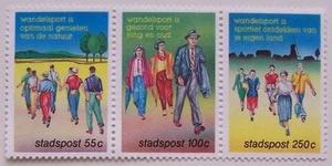 Stadspost Nijmegen - Strip 3 zegels Vierdaagse 1987, wandelsport - Imagen 1 de 1
