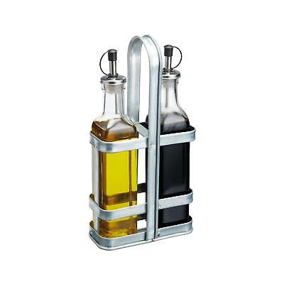 Kitchencraft Industrial Vintage Glass Oil & Vinegar Cruet Set With Steel Holder • 14.39£