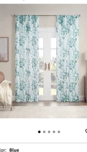 Waverly Rod Pocket Panel, Blushing Bloom Blue, 50"x84" Sheer, New - Picture 1 of 4