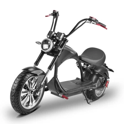 Elektroroller E-Scooter mit Straßenzulassung Chopper 3000 Watt 200 kg Schwarz - Bild 1 von 4