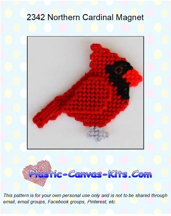 Northern Cardinal Bird Magnet-Plastic Canvas Pattern or Kit - Image 1 of 1