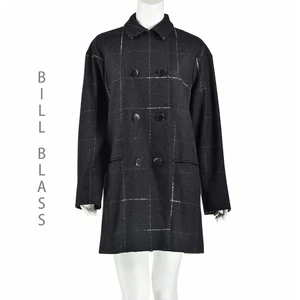 BILL BLASS Vintage 90s Demi-Couture Charcoal Gray Wool Walking Coat SZ 6 NWOT - Picture 1 of 8