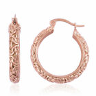 Hoop ION Plated Rose Gold Engraved Hoop Earrings in Stainless Steel Gifts
