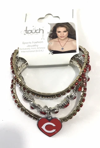 Alyssa Milano Touch Cincinnati Reds Stretch Red Set Of Three Jeweled Bracelets Cover