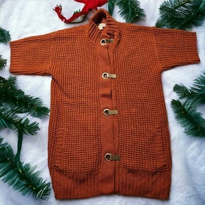 Michael Kors Sweater Cardigan Womens Medium Toggles Pockets Short Sleeve Orange - Picture 1 of 8