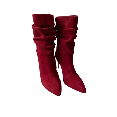 Tacones de aguja gótica coqueta roja acanalada Aldo de gamuza para mujer 7,5 por encima del tobillo 4,75" Foto 1 de 4