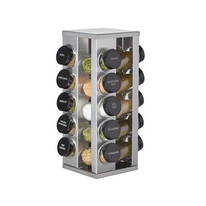 20 Jar Heritage Revolving Countertop Spice Rack Stainless Steel Free Refills - Picture 1 of 6