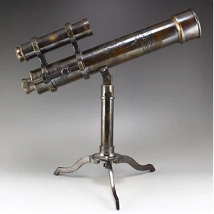 Vintage Bronze Binocular Telescope - Picture 1 of 8