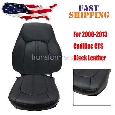 Driver Bottom-Top Leather Seat Cover Black For 2008 2009-2013 Cadillac CTS Front - Image 1 of 4