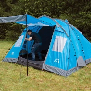 Elm 4 Vivid Blue - 4 Person Family Tent with Two Bedrooms Camping Outdoor Hiking - Picture 1 of 5