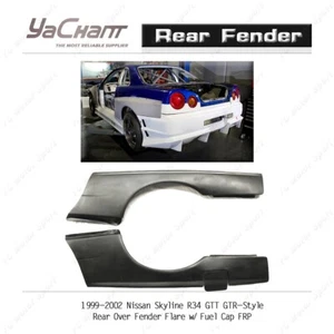 FRP For 99-02 Nissan Skyline R34 GTT GTR-Style Rear Over Fender Flare w/Fuel Cap - Foto 1 di 10