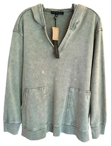 Jane & Delancey Women's Pullover Top Garment Dye Hooded Pocket Plus Sz 2X Green - Picture 1 of 8
